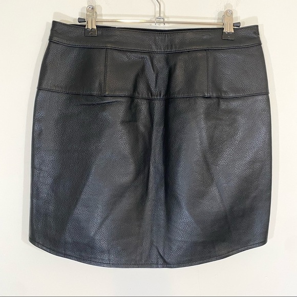 Tibi Pebbled Leather Asymmetric Exposed Zip Mini Skirt Black Moto Biker 2 - Picture 2 of 4